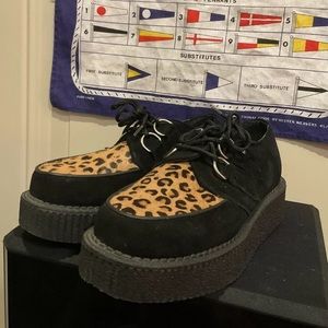 T.U.K. Creeper Platform Shoes Leopard Print W 7